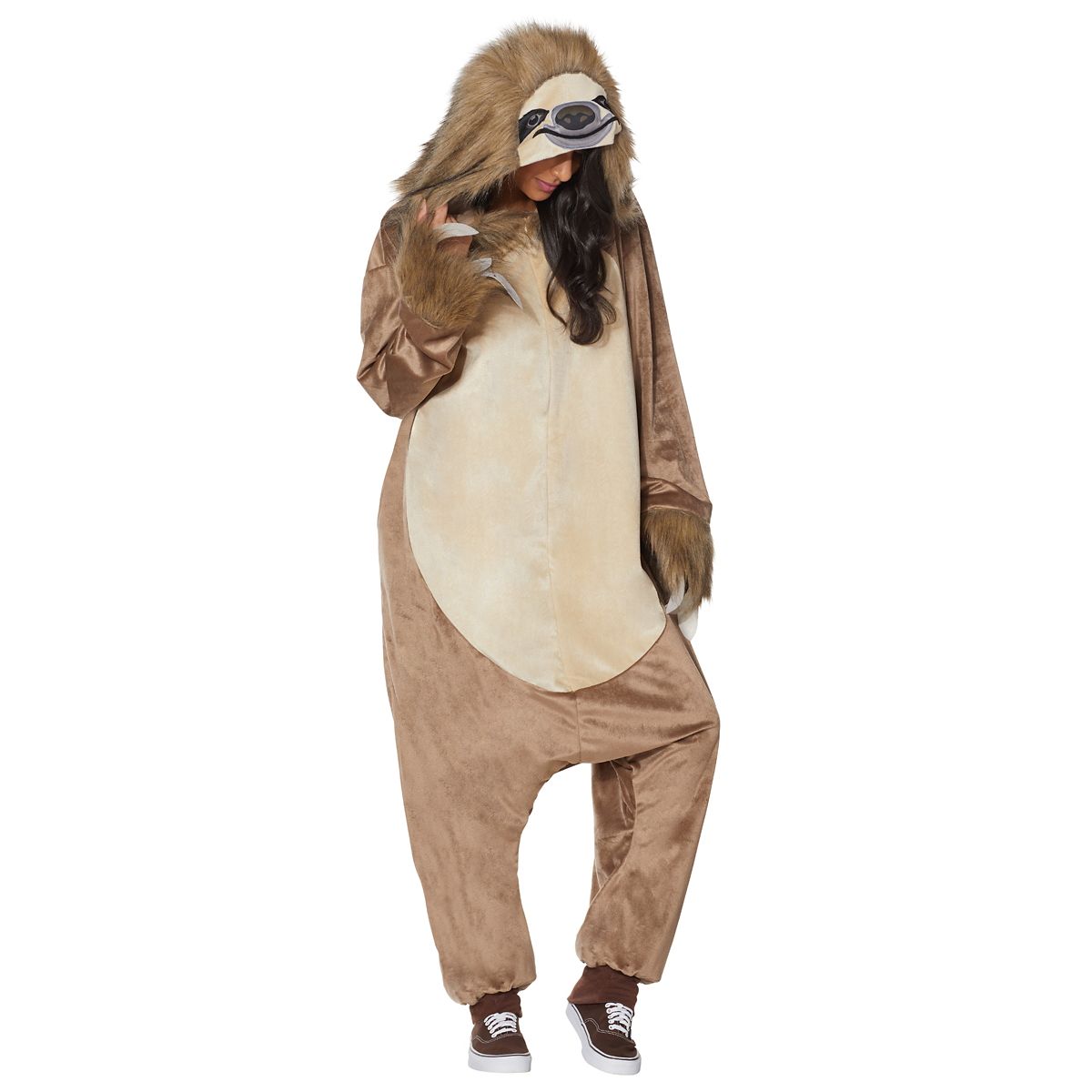 Adult Faux Fur Sloth Jumpsuit TAN
