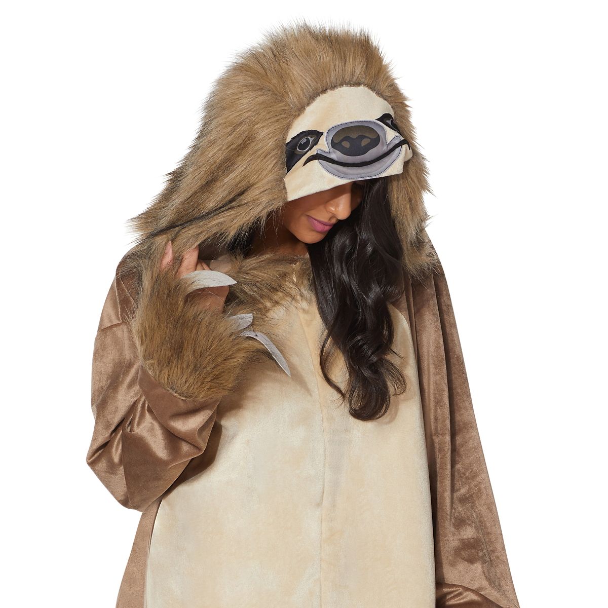 Adult Faux Fur Sloth Jumpsuit TAN