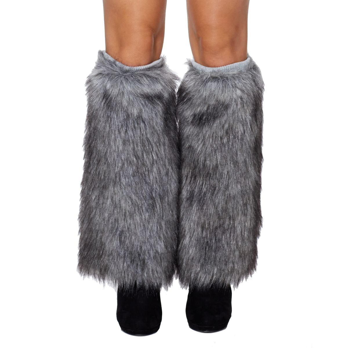 Grey Faux Fur Leg Warmers GRAY