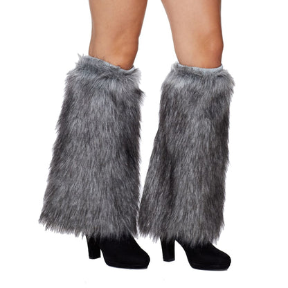 Grey Faux Fur Leg Warmers GRAY