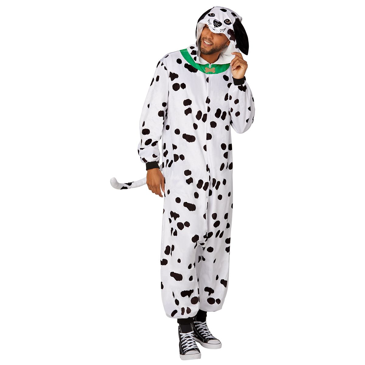 Adult Dalmatian Jumpsuit Costume WHITE