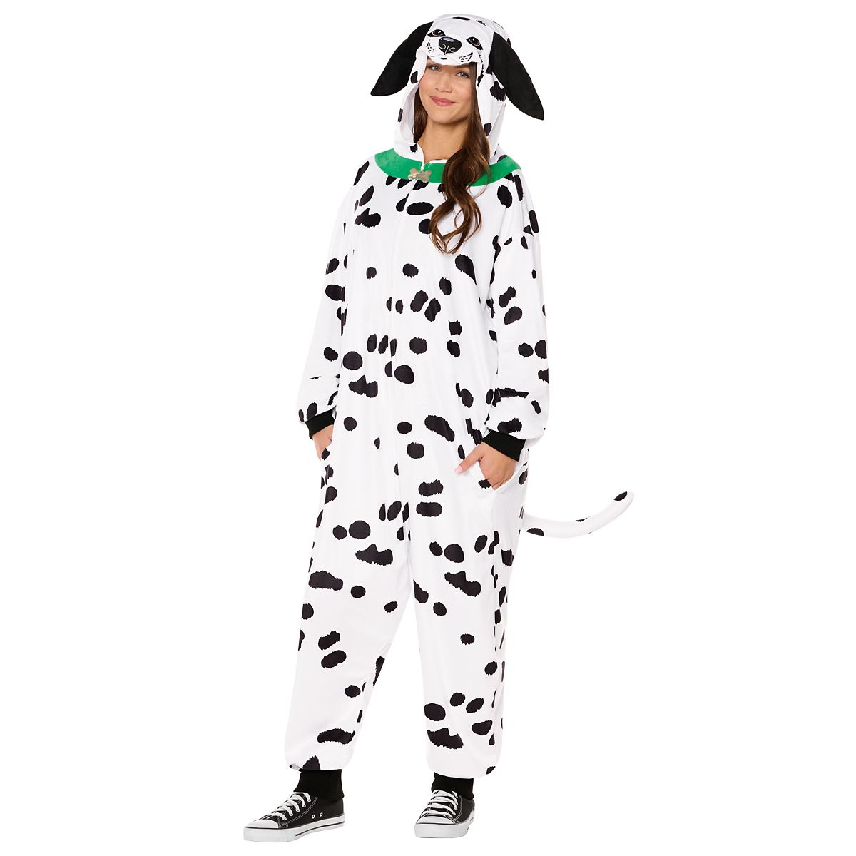 Adult Dalmatian Jumpsuit Costume WHITE