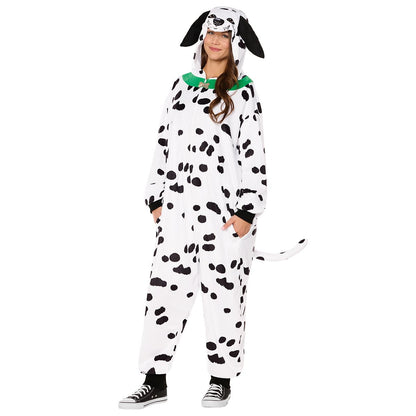 Adult Dalmatian Jumpsuit Costume WHITE