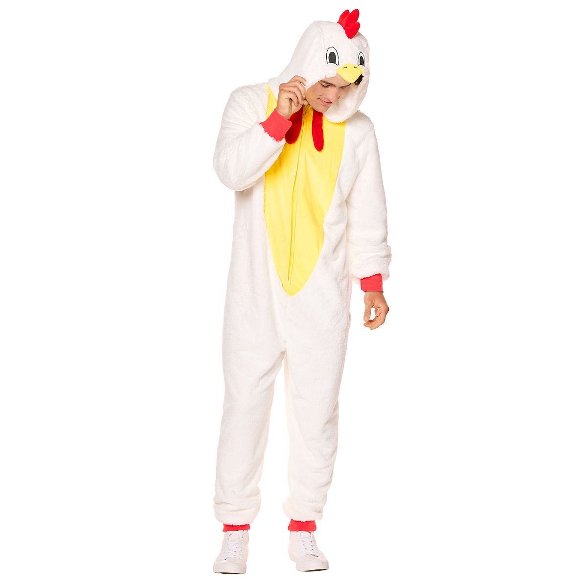 Adult Chicken Jumpsuit Costume WHITE