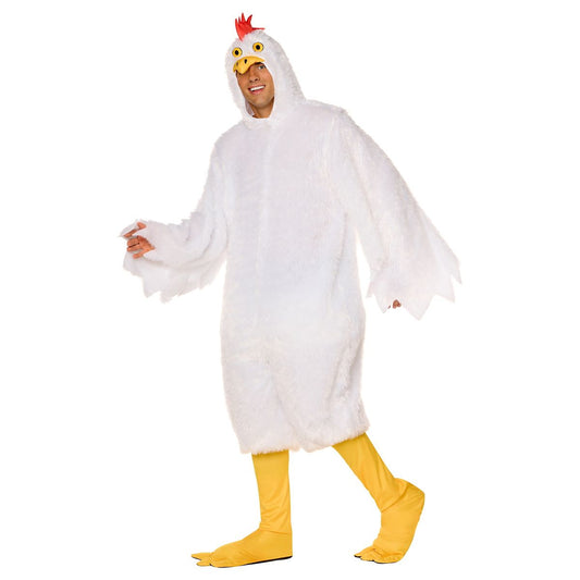 Adult Chicken Jumpsuit Costume WHITE