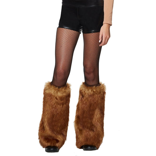 Brown Deer Faux Fur Leg Warmers BROWN
