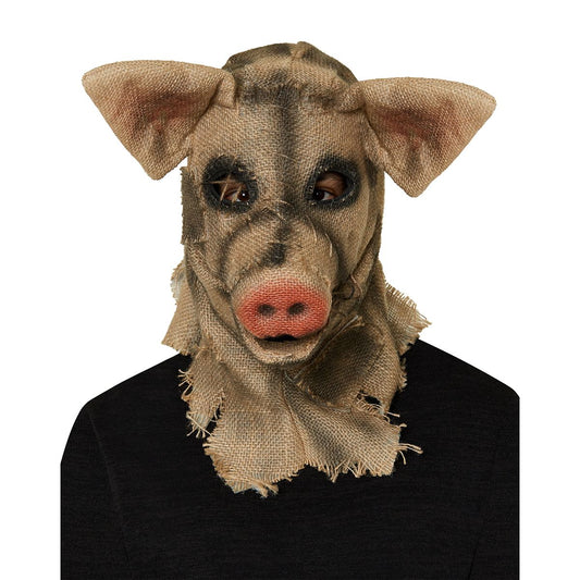 Moving Mouth Pig Scarecrow Full Mask BROWN