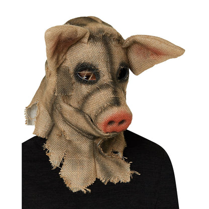 Moving Mouth Pig Scarecrow Full Mask BROWN