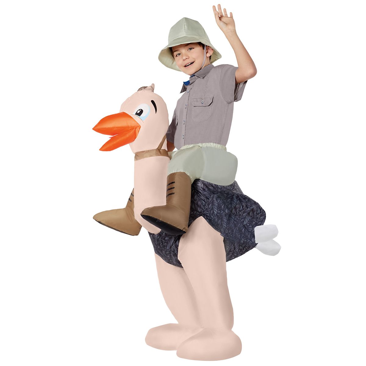 Kids Inflatable Ostrich Ride-Along Costume TAN