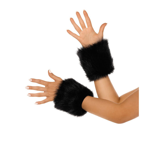 Black Fur Cuffs BLACK