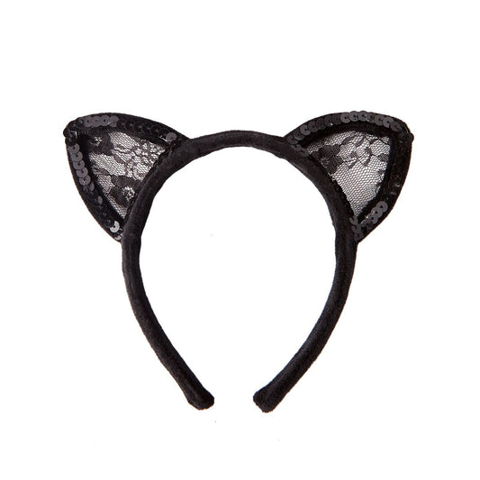 Black Lace Cat Ears BLACK