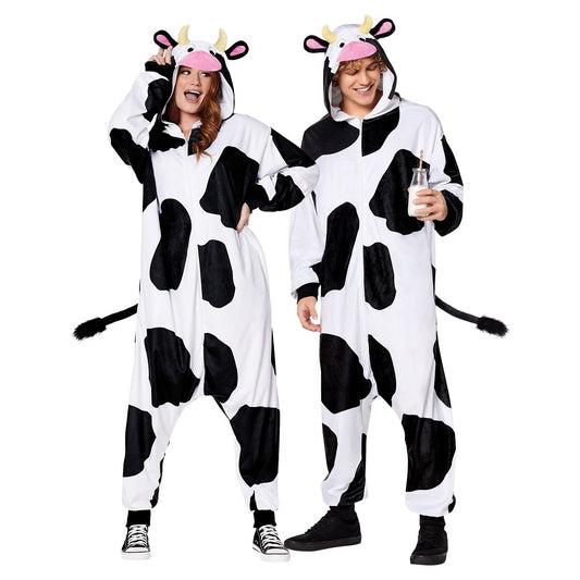 Adult Cow Jumpsuit BLACK AND WHITE