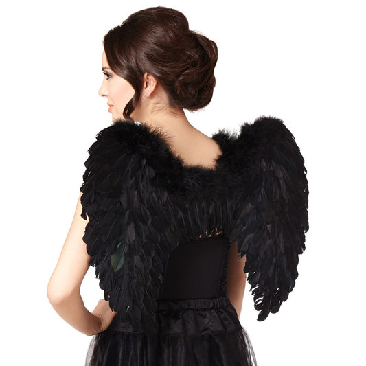 Black Faux Feather Wings BLACK