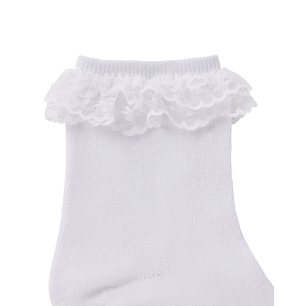 White Lace Top Ankle Socks WHITE