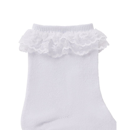 White Lace Top Ankle Socks WHITE