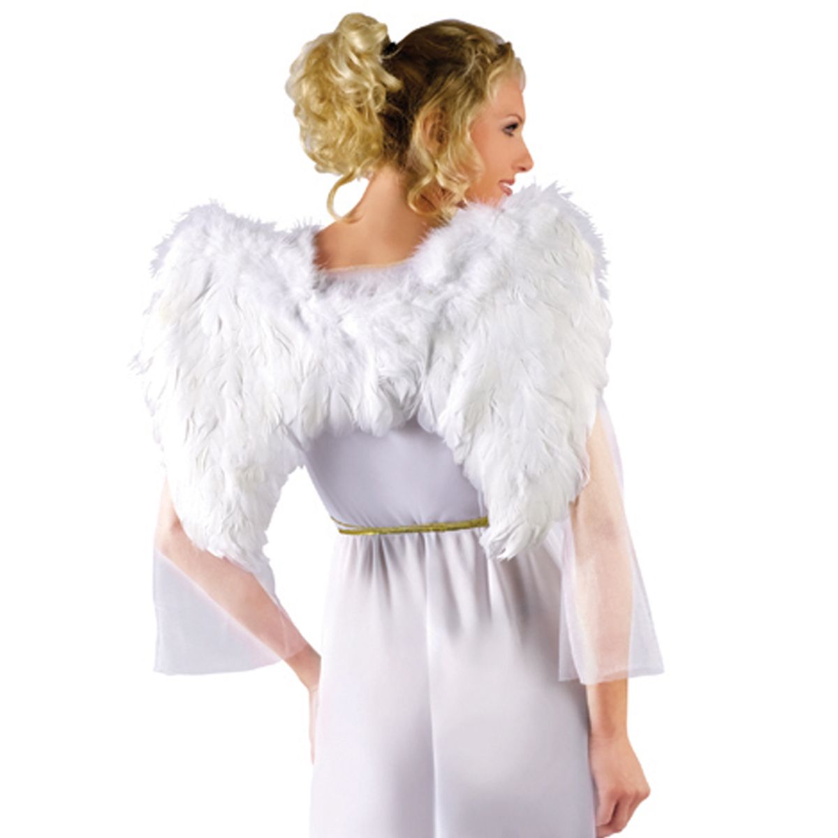 White Faux Feather Wings WHITE