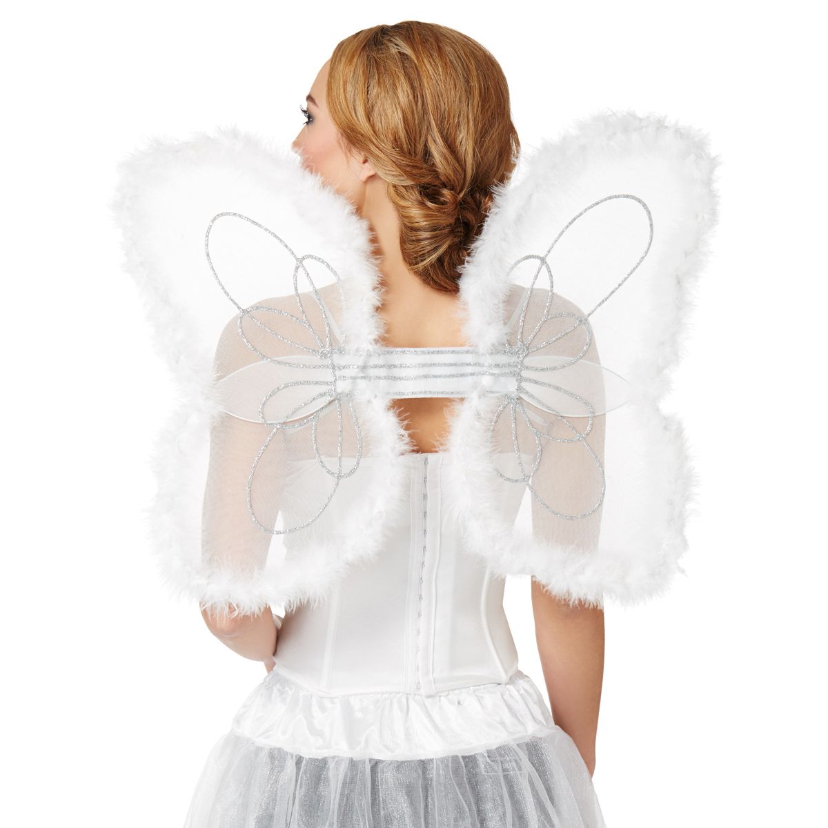 White Faux Marabou Wings WHITE