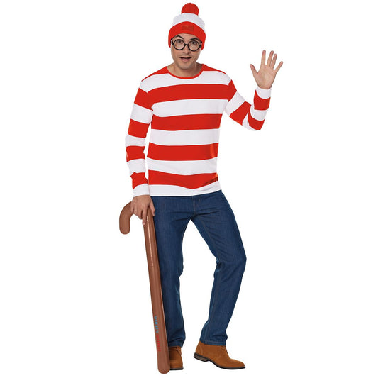 Adult Waldo Costume - Where's Waldo? RED AND WHITE