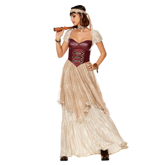 Adult Romantic Pirate Dress Costume MAROON