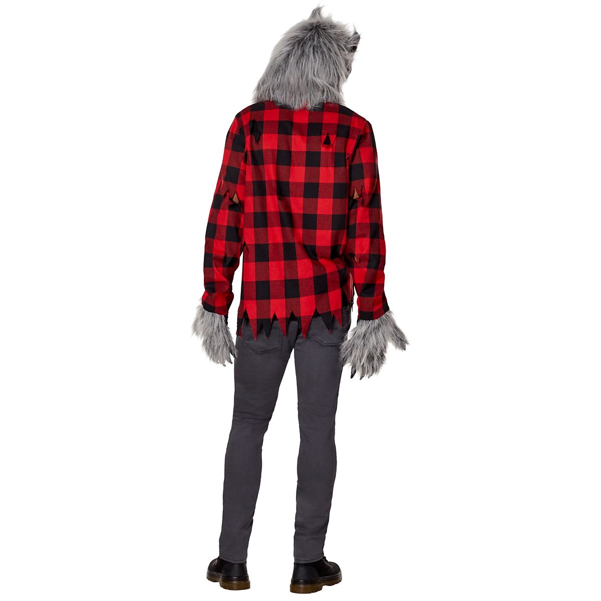 Adult Faux Fur Werewolf Costume BLACK AND RED