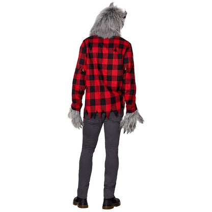 Adult Faux Fur Werewolf Costume BLACK AND RED