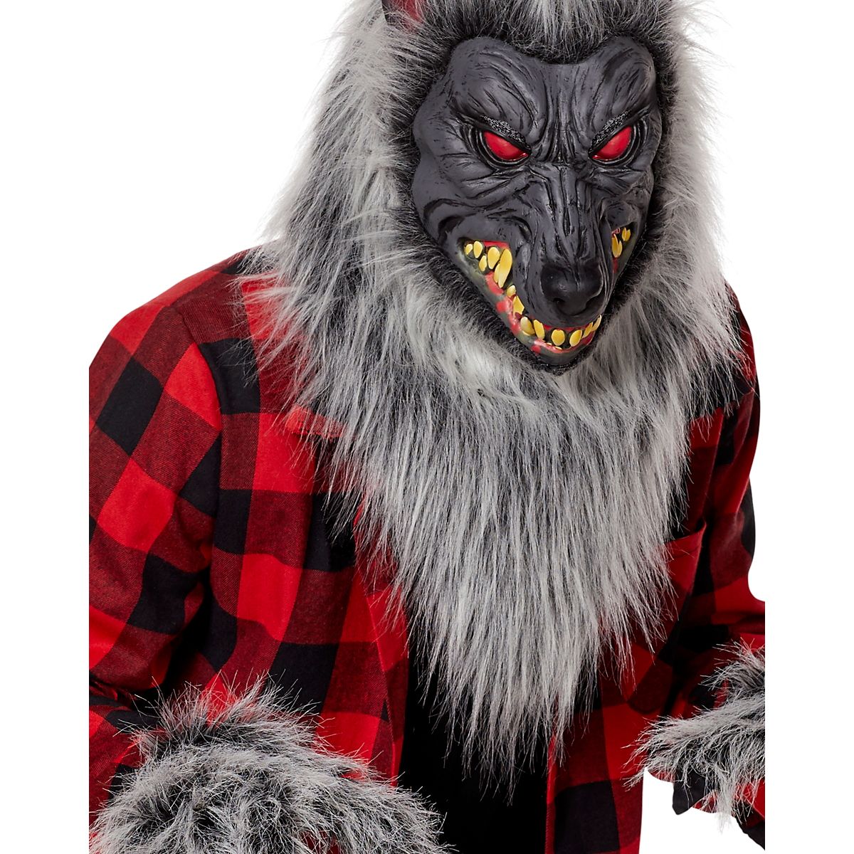 Adult Faux Fur Werewolf Costume BLACK AND RED