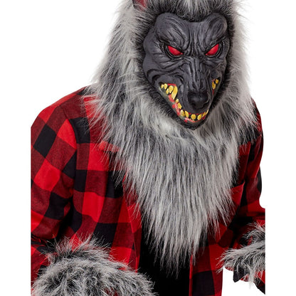Adult Faux Fur Werewolf Costume BLACK AND RED