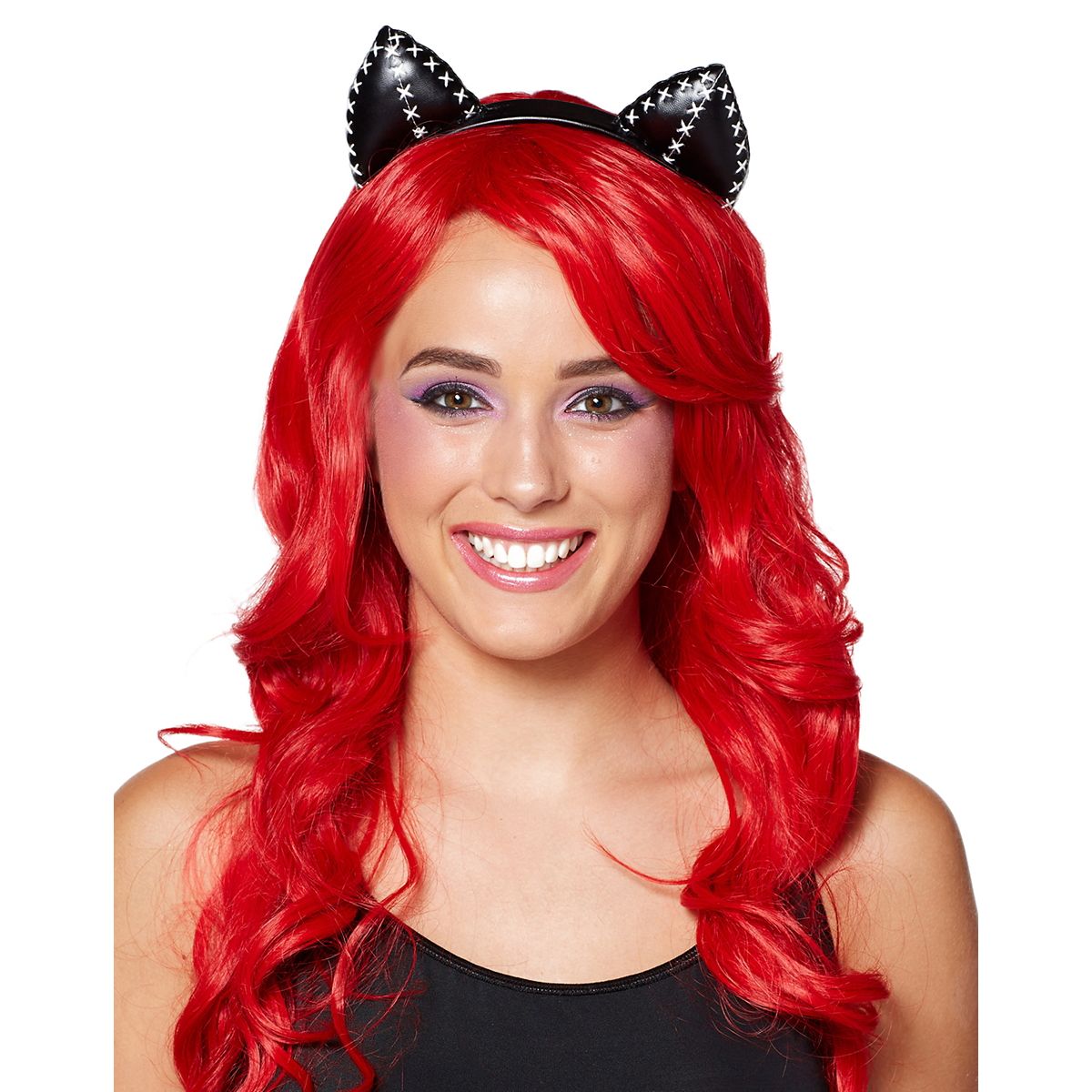 Stitched Cat Ear Headband BLACK