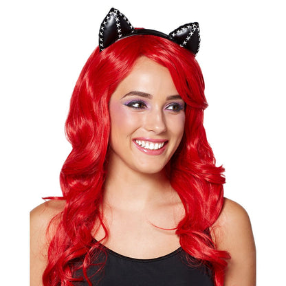 Stitched Cat Ear Headband BLACK