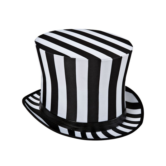 Black and White Striped Top Hat BLACK AND WHITE