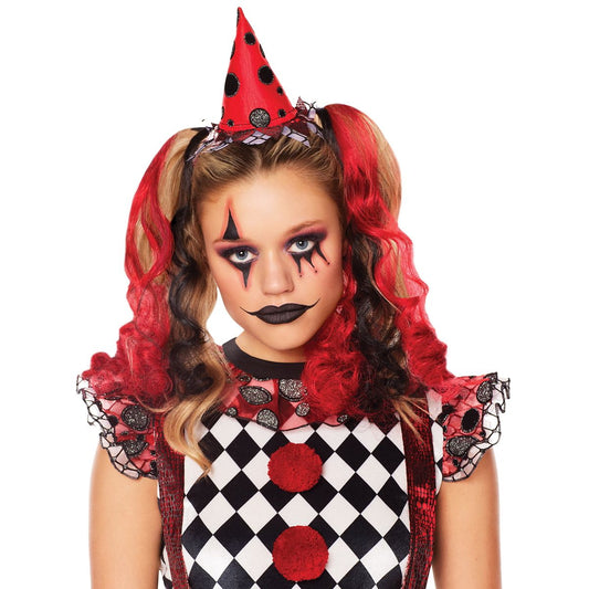 Red and Black Curly Clips Hair Extensions BLACK AND RED