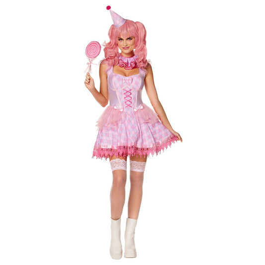 Adult Pink Pastel Clown Dress Costume PINK/PURPLE