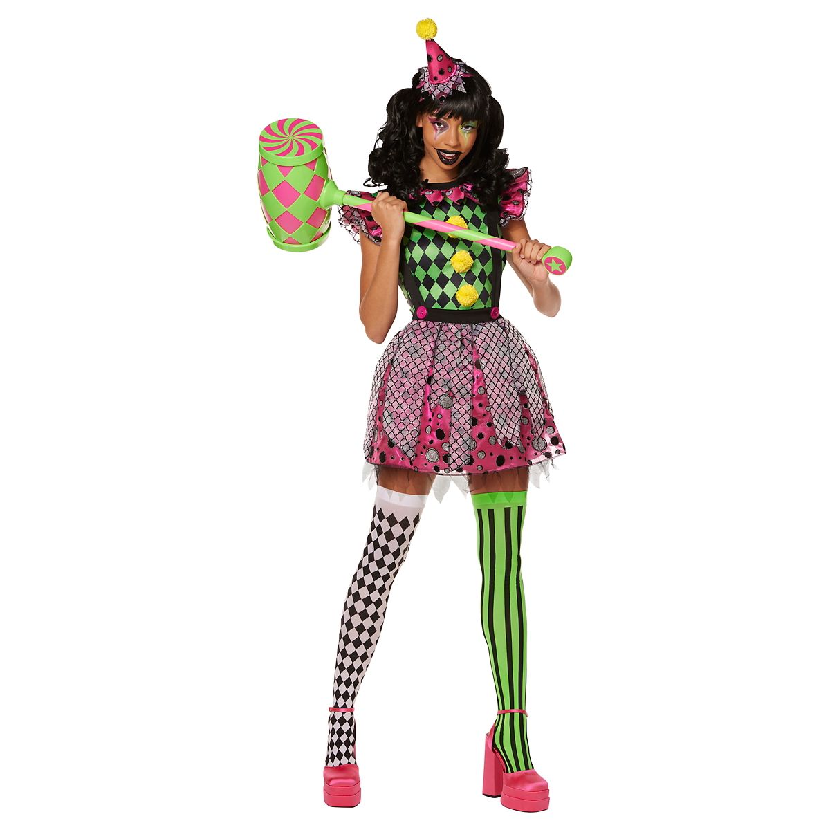 Adult Neon Clown Costume NEON PINK