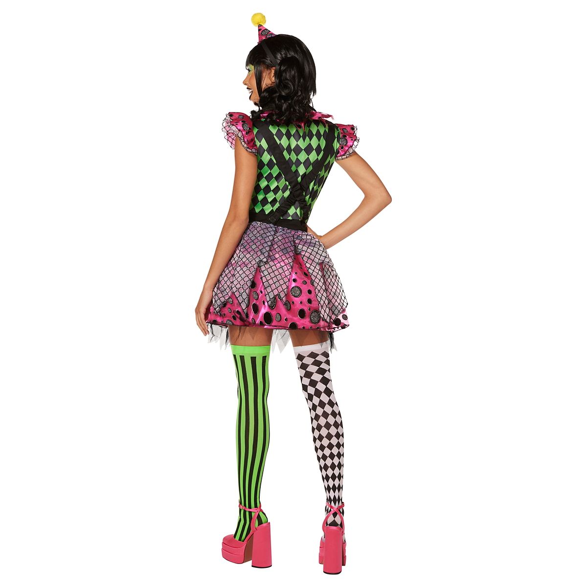 Adult Neon Clown Costume NEON PINK