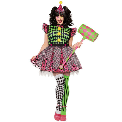 Adult Neon Clown Costume NEON PINK