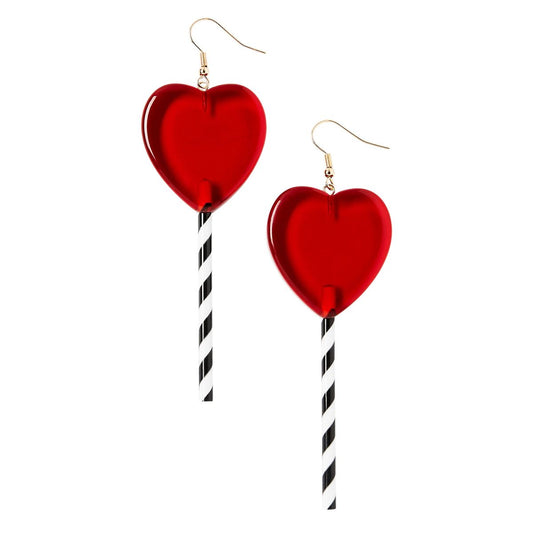 Scary Clown Heart Earrings RED