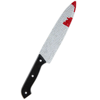 Clown Bloody Bling Knife RHINESTONE SILVER