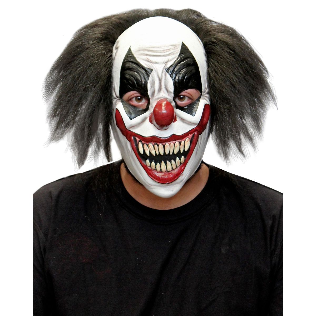 Red White and Black Clown Full Mask WHITE