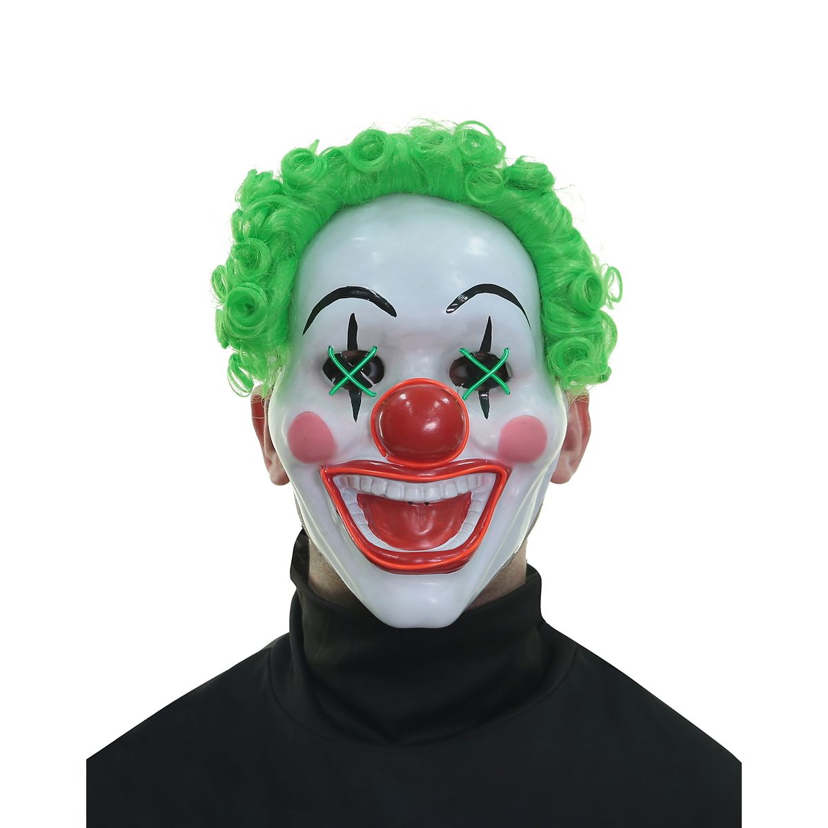 Light-Up El Wire Jokes on You Clown Half Mask