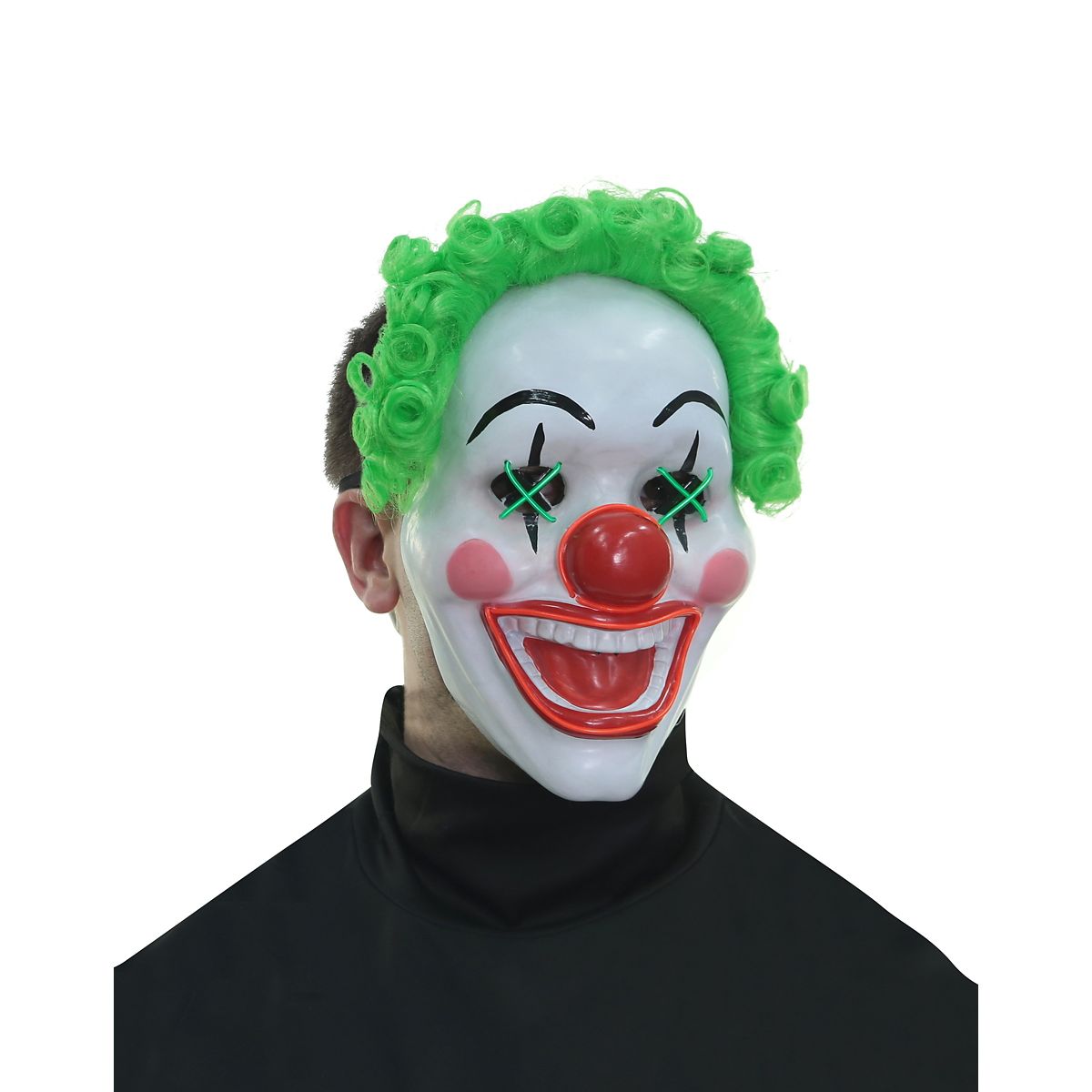 Light-Up El Wire Jokes on You Clown Half Mask