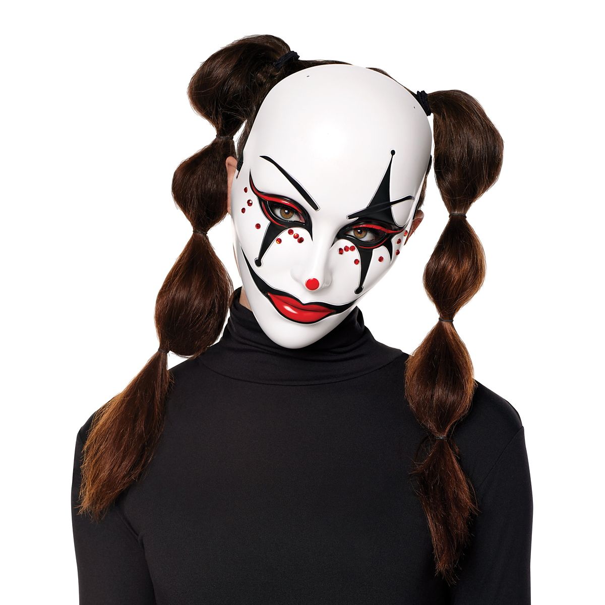 Scary Jester Half Mask WHITE