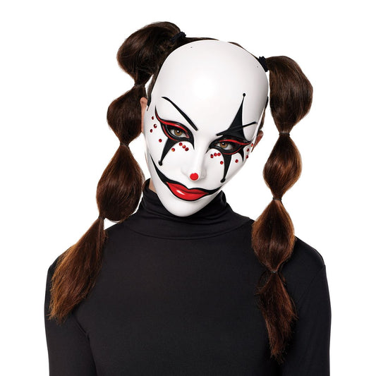 Scary Jester Half Mask WHITE