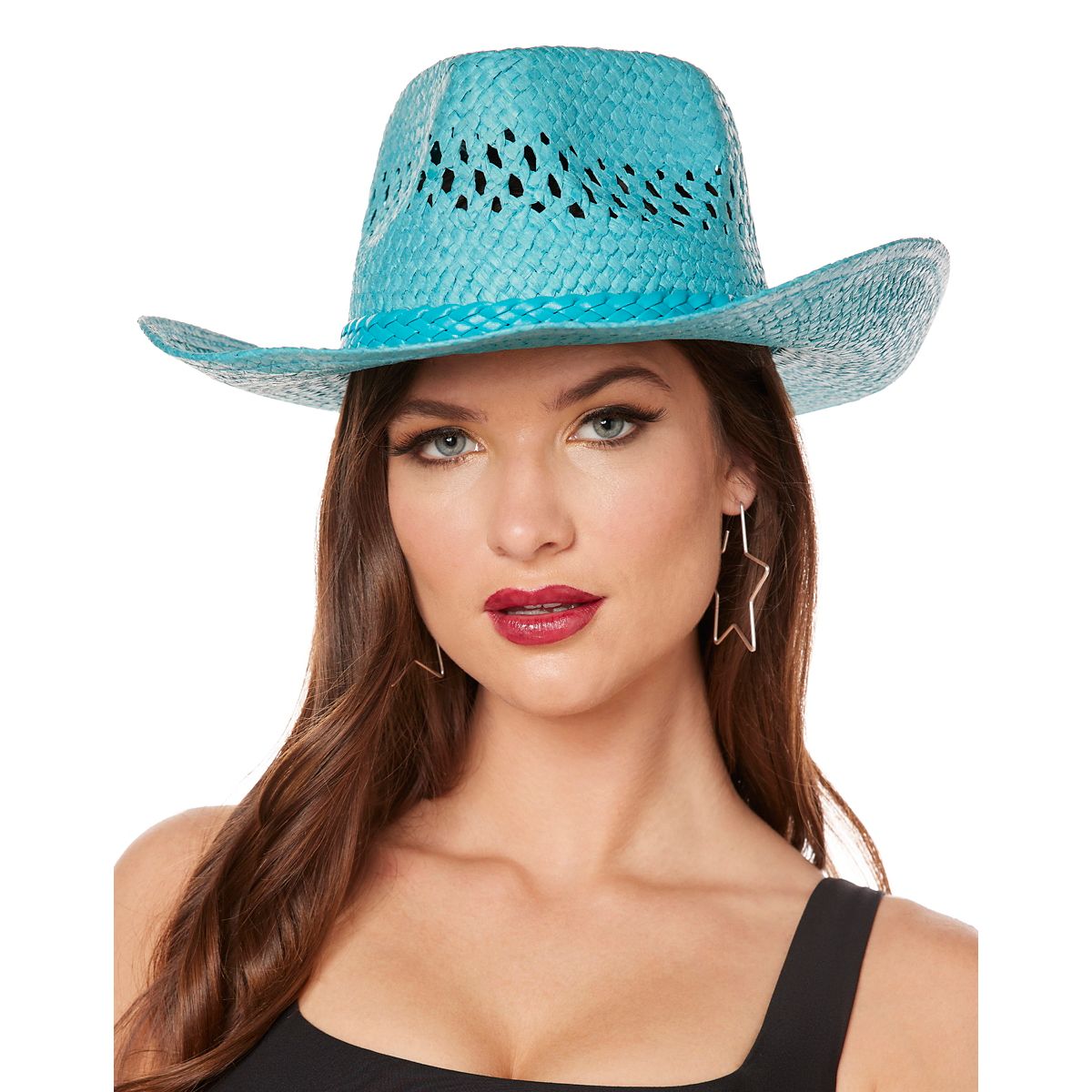 Blue Straw Cowboy Hat BLUE