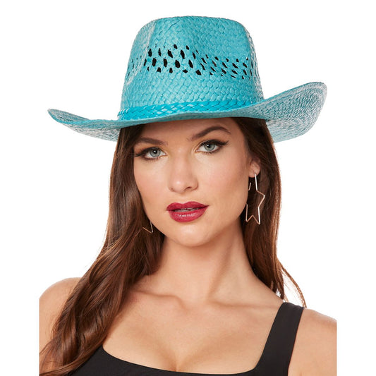 Blue Straw Cowboy Hat BLUE