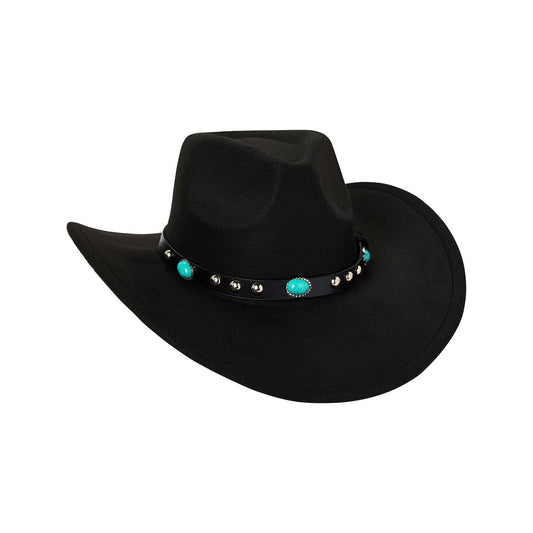 Black Western Turquoise Cowboy Hat BLACK/TURQUOISE
