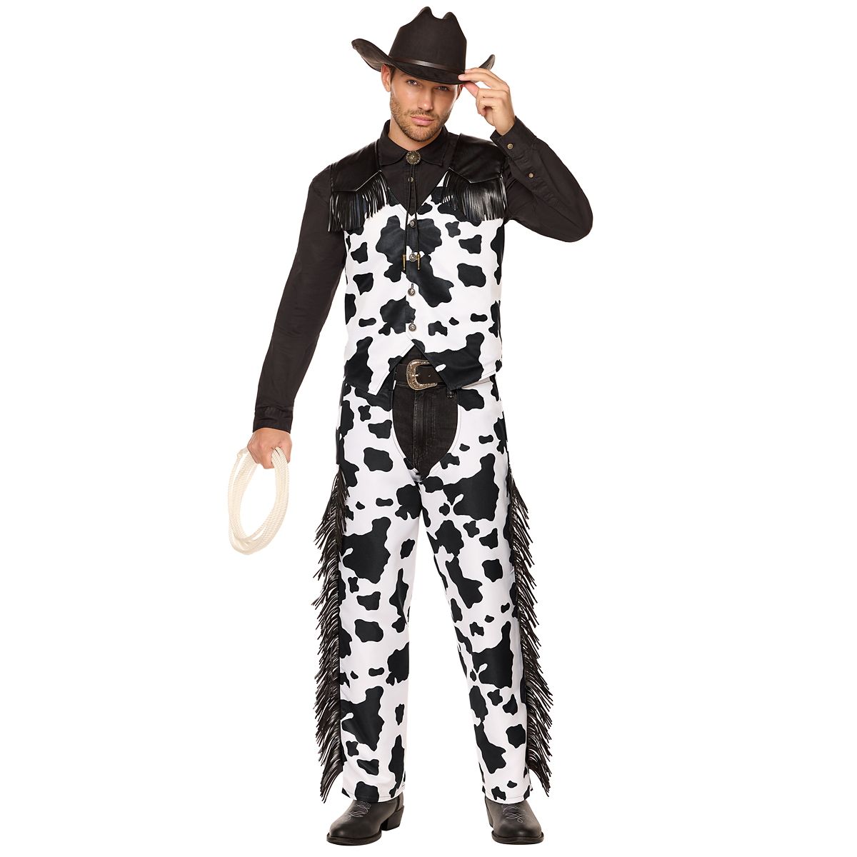 Adult Cow Wrangler Costume BLACK AND WHITE