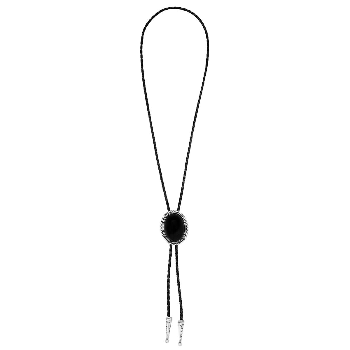 Western Bolo Tie BLACK AND SILVER