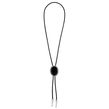 Western Bolo Tie BLACK AND SILVER