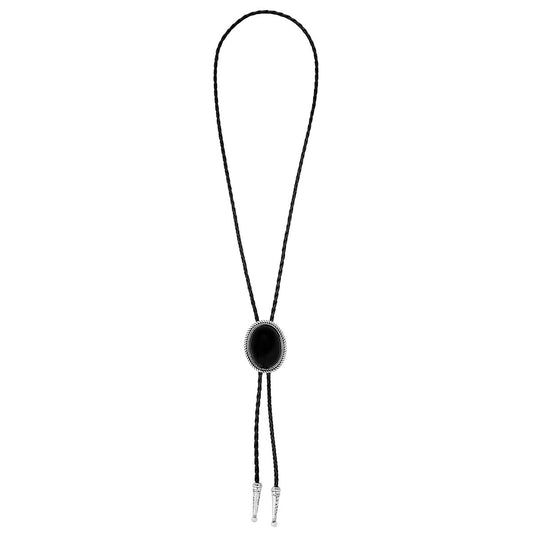 Western Bolo Tie BLACK AND SILVER