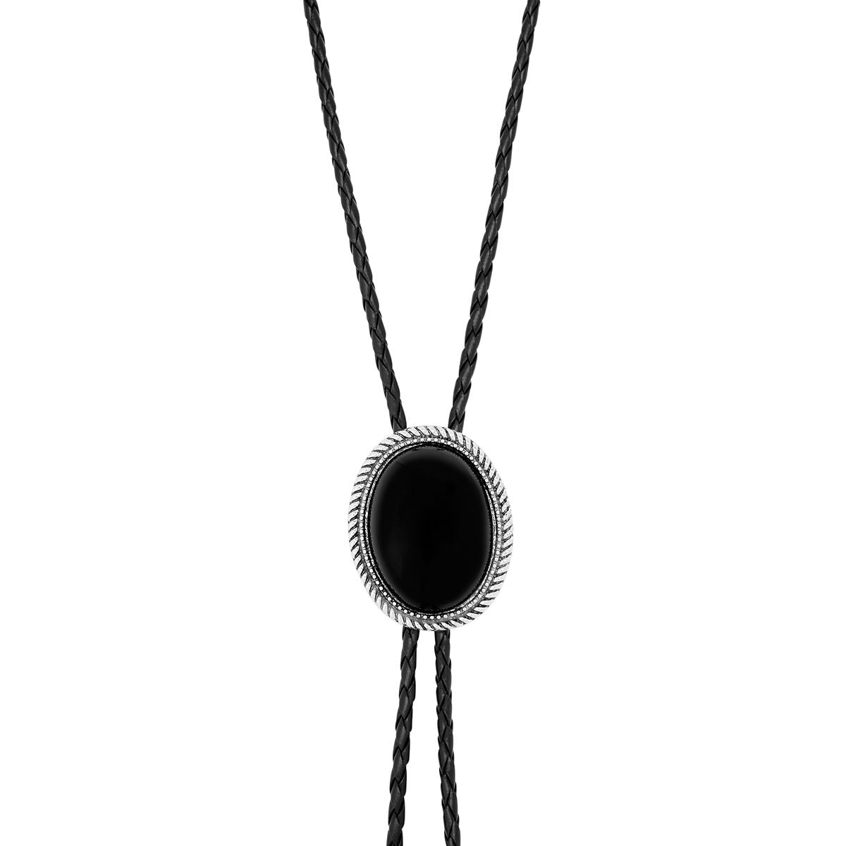 Western Bolo Tie BLACK AND SILVER